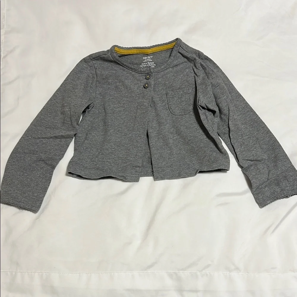 Carter's 2-Piece Patterned Yellow Casual Sundress and Gray Cardigan 24 Months
